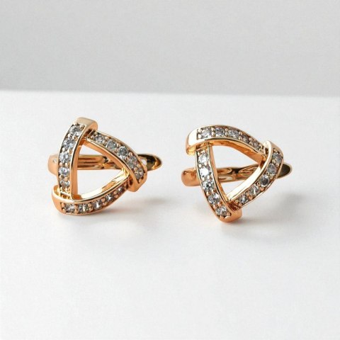 Kolczyki ze stali szlachetnej pozłacane 14k złotem, z cyrkoniami KST1217