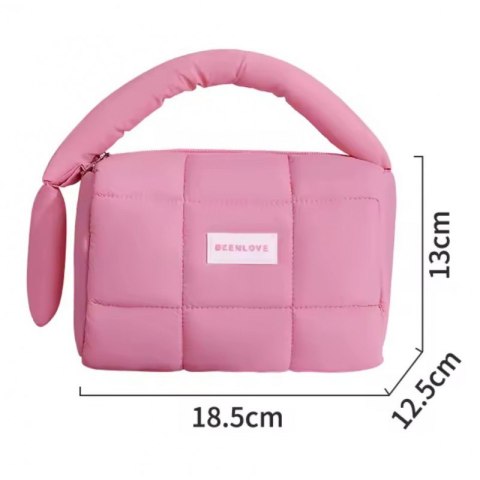 Kosmetyczka damska pikowana kuferek z rączką 18,5 x 12,5 x 13 cm KS140R