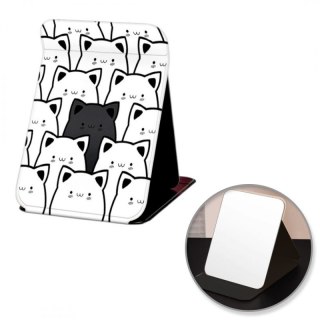 Lusterko kosmetyczne z ekoskóry, otwierane, stojące duże, kotki 15 x 20cm L24