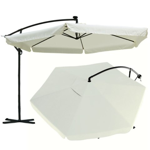 Parasol ogrodowy z oświetleniem SOLAR LED, wysięgnik i falbanka, kremowy 3,5 m. OGP11K