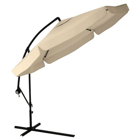 Parasol ogrodowy z wysięgnikiem i falbanką, kremowy 3,5 m. OGP10
