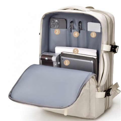 Plecak podróżny, kabinowy do samolotu, wodoodporny z USB, 44x30x16/26cm PL177