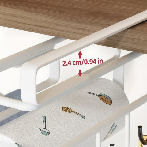 Półka, uchwyt podwieszany do szafki, organizer kuchenny z haczykami, biały OR116B