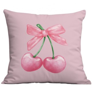 Poszewka na poduszkę 45 x 45 cm WIŚNIE i KOKARDA różowa POD229