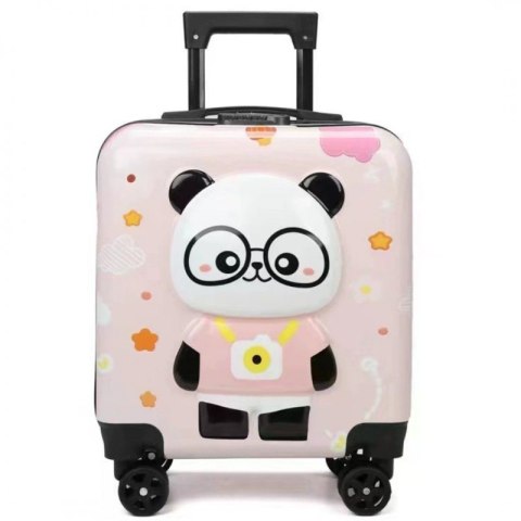 WALIZKA DZIECIĘCA KABINOWA BAGAŻ DZIECI z szyfrem panda różowa WP08