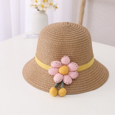 ZESTAW torebka i kapelusz 52cm dla dziewczynki słomiane kwiat CZ56