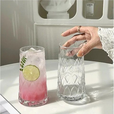 Zestaw 3 szklanek falowanych wysokich 475 ml grube szkło SZK184ZESTAW3