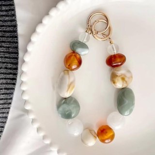 Brelok do kluczy korale, kamienie BRL375