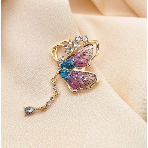 Broszka ozdobna motyl z cyrkoniami BZ209