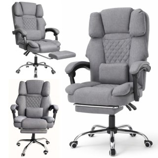 Fotel biurowy obrotowy MASTER z podnóżkiem i masażerem - szary MATERIAŁ KO32SZ