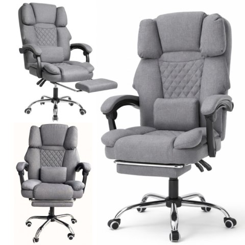 Fotel biurowy obrotowy MASTER z podnóżkiem i masażerem - szary MATERIAŁ KO32SZ