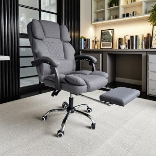 Fotel biurowy obrotowy MASTER z podnóżkiem i masażerem - szary MATERIAŁ KO32SZ