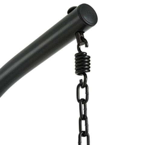 Fotel wiszący huśtawka, kokon składany szary z beżowymi poduszkami KR37SZ