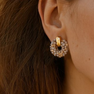 Kolczyki przy uchu ozdobne wianiuszki z koralikami K1712