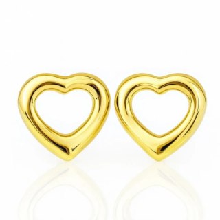 Kolczyki ze stali szlachetnej platerowane 14k złotem, zapięcie sztyfit SERCE KST3435