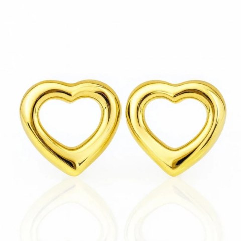 Kolczyki ze stali szlachetnej platerowane 14k złotem, zapięcie sztyfit SERCE KST3435
