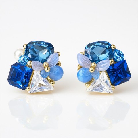 Kolczyki ze stali szlachetnej pozłacane 14k złotem, niebieskie cyrkonie KST3473