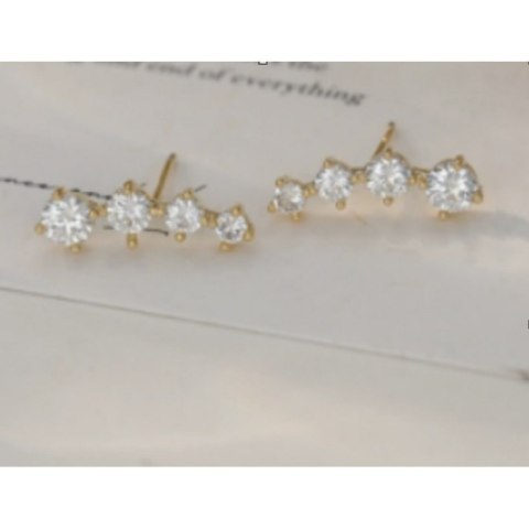 Kolczyki ze stali szlachetnej pozłacane 14k złotem, z cyrkoniami KST3418