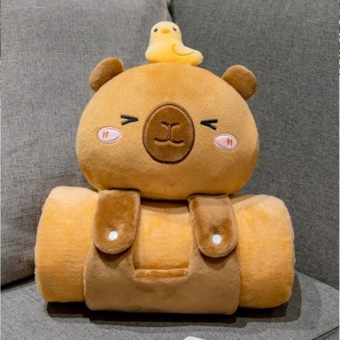 Mięciutki koc z poduszką KAPIBARA XL Flannel 100*170cm GRUBY MIĘKKI NARZUTA KOC19