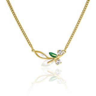 Naszyjnik stal szlachetna pozłacana 14k złotem, LISTEK masa perłowa NST2210