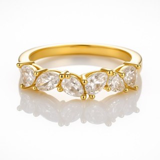 Pierścionek stal chirurgiczna platerowana złotem, z cyrkoniami PST972, Rozmiar pierścionków: US8 EU17