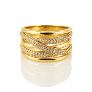 Pierścionek stal chirurgiczna platerowana złotem, z cyrkoniami PST973, Rozmiar pierścionków: US9 EU20