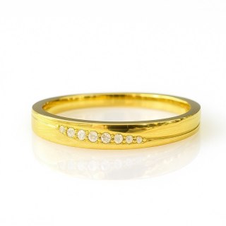 Pierścionek stal chirurgiczna platerowana złotem, z cyrkoniami PST975, Rozmiar pierścionków: US9 EU20