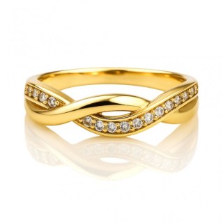 Pierścionek stal chirurgiczna platerowana złotem, z cyrkoniami PST978, Rozmiar pierścionków: US9 EU20