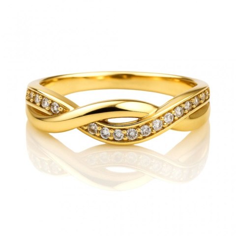 Pierścionek stal chirurgiczna platerowana złotem, z cyrkoniami PST978, Rozmiar pierścionków: US9 EU20