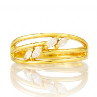 Pierścionek stal chirurgiczna platerowana złotem, z cyrkoniami PST979, Rozmiar pierścionków: US9 EU20