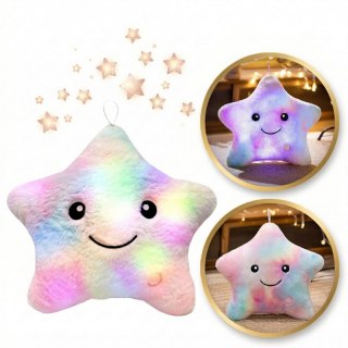 Poduszka w kształcie Gwiazdki Róż Ombre LED, piękna welurowa 40x35 cm PDS20
