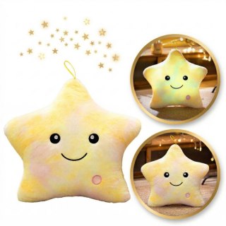 Poduszka w kształcie Gwiazdki Żółta Ombre LED, piękna welurowa 40x35 cm PDS19