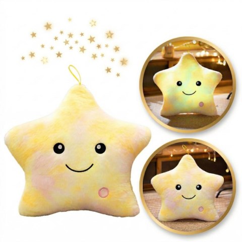 Poduszka w kształcie Gwiazdki Żółta Ombre LED, piękna welurowa 40x35 cm PDS19