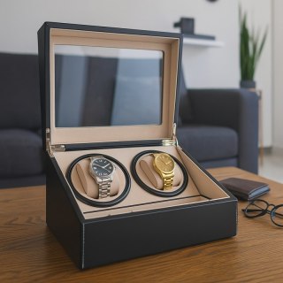Rotomat na zegarek automatyczny, ekoskóra szkatułka gablotka 31x24x18cm PD103