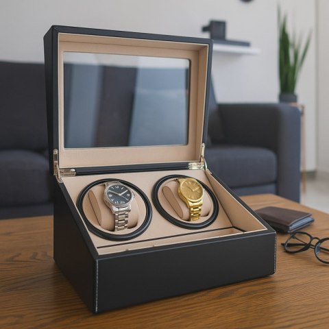 Rotomat na zegarek automatyczny, ekoskóra szkatułka gablotka 31x24x18cm PD103