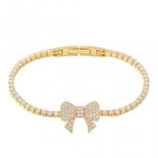 Bransoletka na rękę stal chirurgiczna pozłacana 14k złotem, kokardka BST1596