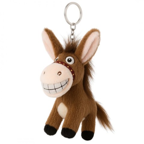 Brelok do kluczy, pluszowy osiołek z ogonkiem brąz BRL381BR