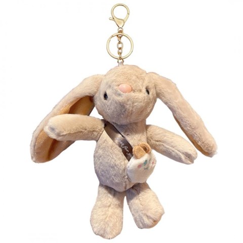 Brelok do kluczy puchaty KRÓLIK, pluszowy beżowy BRL368K