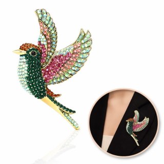 Broszka ozdobna - kolorowy ptak, cyrkonie BZ222