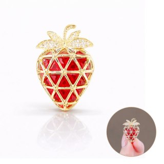 Broszka ozdobna - złota delikatna TRUSKAWKA BZ236