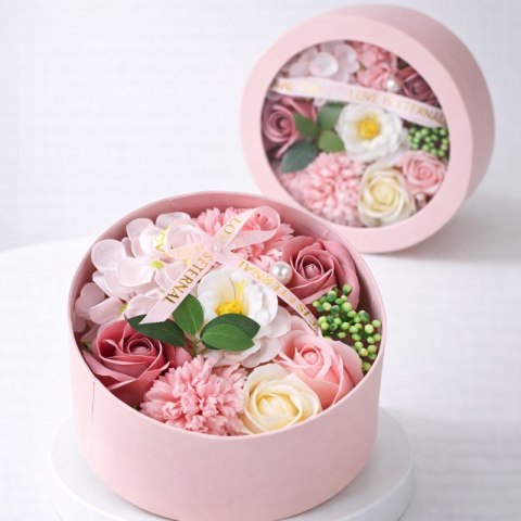 Bukiet zapachowych kwiatów mydlanych w ozdobnym pudełku, BUK25R