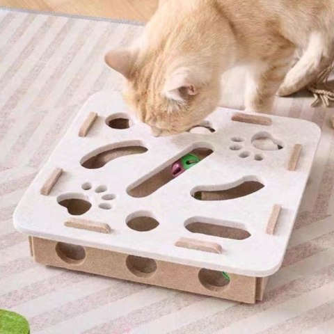 Filcowa logiczna zabawka dla kota, piłeczki z dzwonkami, labirynt, do ćwiczeń KOT28