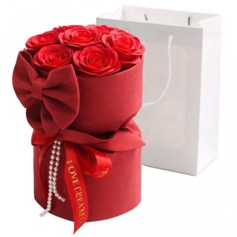 Flower box, bukiet zapachowych kwiatów mydlanych w pudełku 8szt. LED BUK24CZE