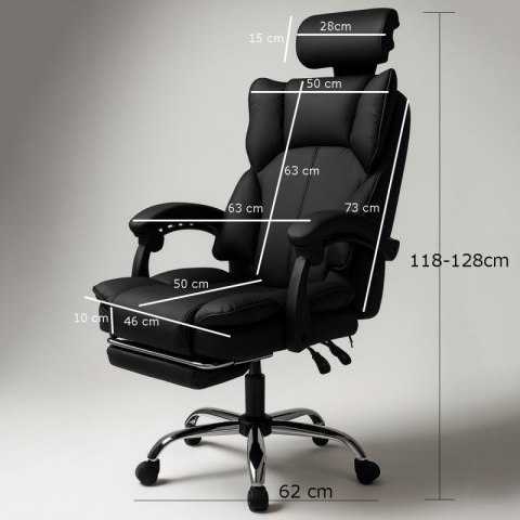 Fotel biurowy obrotowy Directo z podnóżkiem - czarny ecoskóra KO49CZ