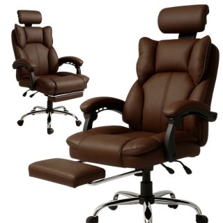 Fotel biurowy obrotowy Directo z podnóżkiem - ecoskóra brązowy ciemny KO49BR