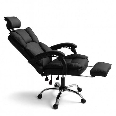 Fotel biurowy obrotowy Directo z podnóżkiem - ecoskóra brązowy ciemny KO49BR