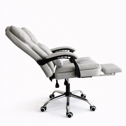 Fotel biurowy obrotowy SKYLINE z podnóżkiem - kremowa ekoskóra KO51K