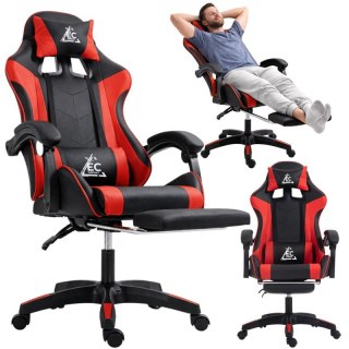 Fotel gamingowy obrotowy z podnóżkiem EC GAMING masażer KO24CZE