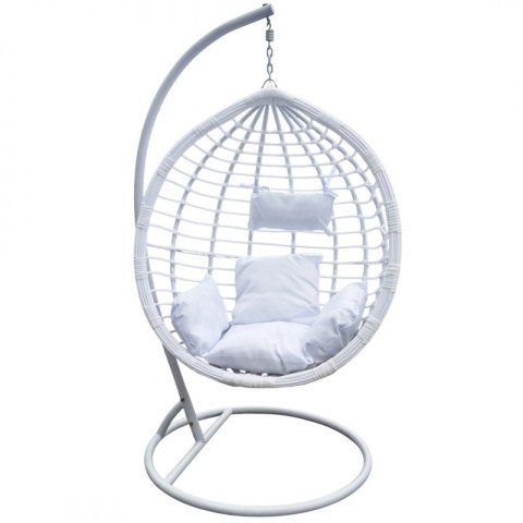Fotel wiszący huśtawka kokon z poduszkami biały - KR36