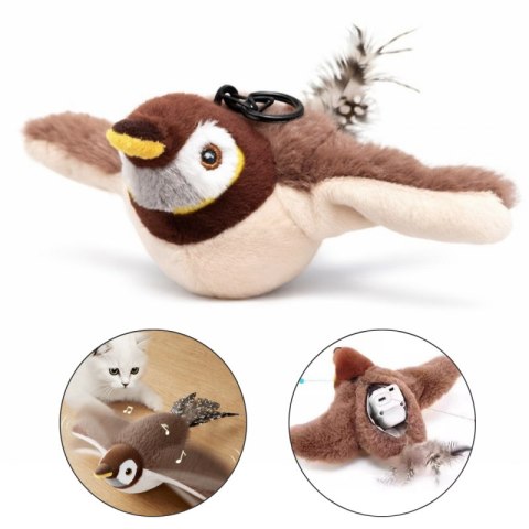 Interaktywna zabawka, grający ptak, wróbel dla kota, 24x20x9cm USB KOT39